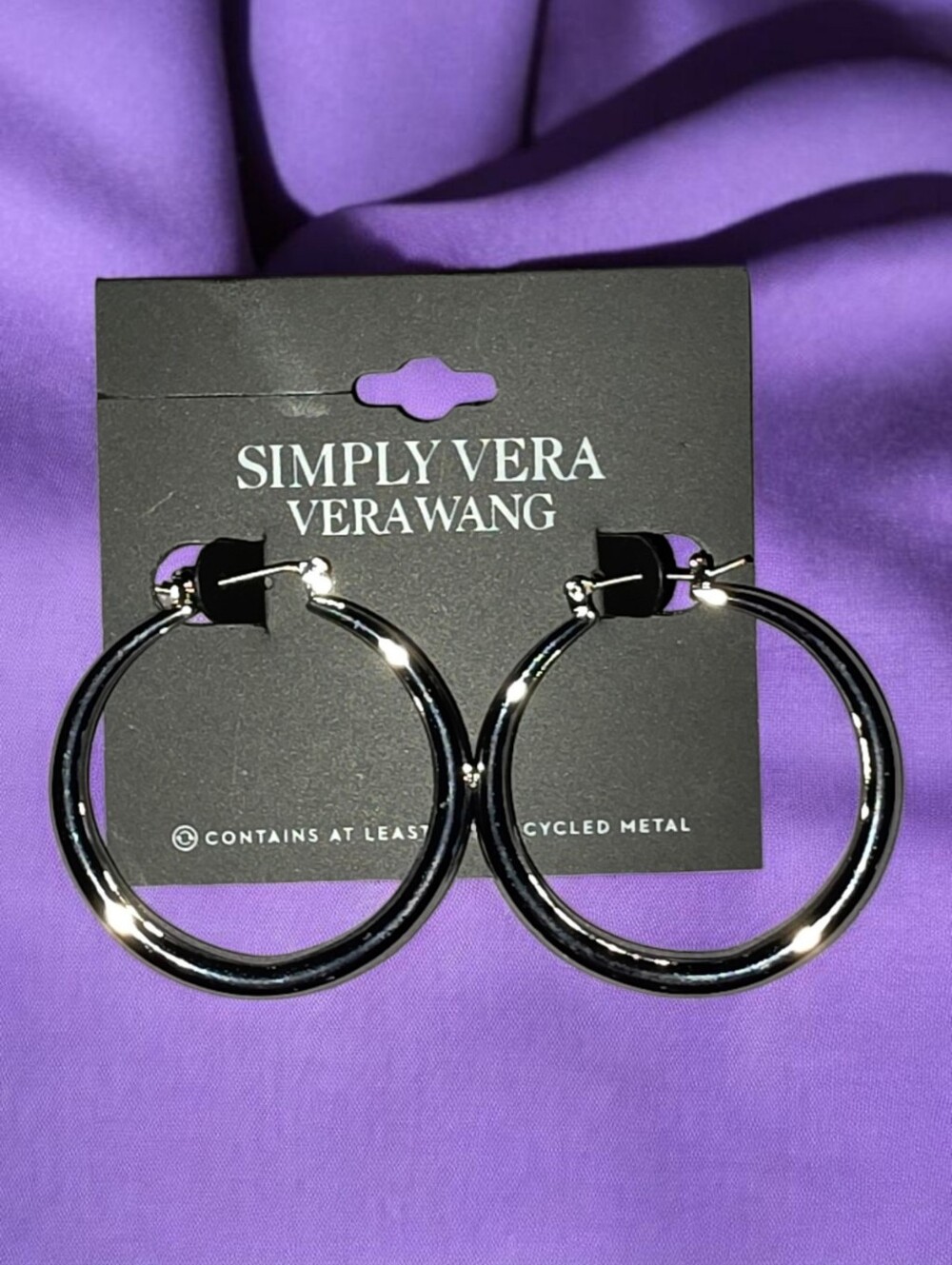 Vera Wang Silver Tone Medium Hoop Earrings - NWT